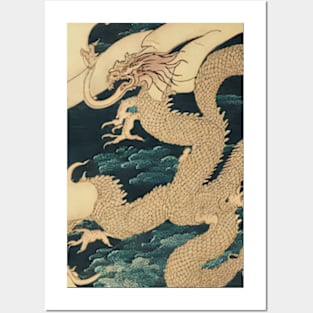 Japanese dragons ukiyo e painting Posters and Art